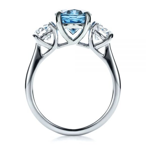 ✨ Noble Jewelry Oval Diamond Royal Blue Shiny Zircon Rings for Women, PD… - Picture 5 of 5